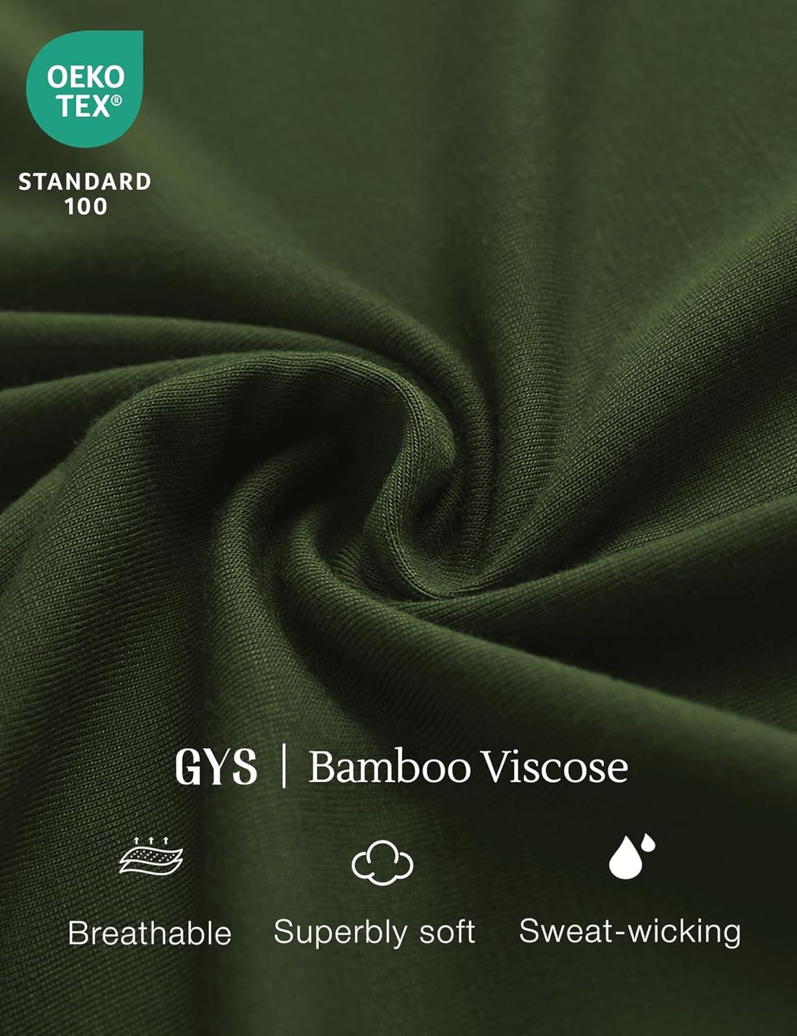 imageGYS Bamboo Viscose Mens Pajama Sets Short Sleeve Crew Neck Lounge Sets with PocketsArmy Green