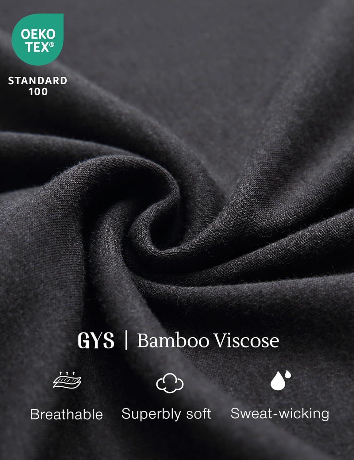 imageGYS Bamboo Viscose Mens Pajama Sets Short Sleeve Crew Neck Lounge Sets with PocketsBlack Melange