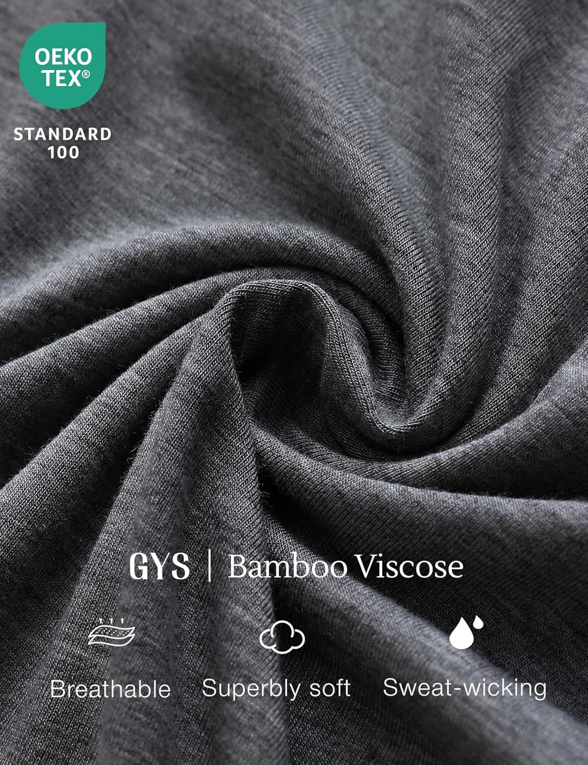 imageGYS Bamboo Viscose Mens Pajama Sets Short Sleeve Crew Neck Lounge Sets with PocketsDark Heather Grey