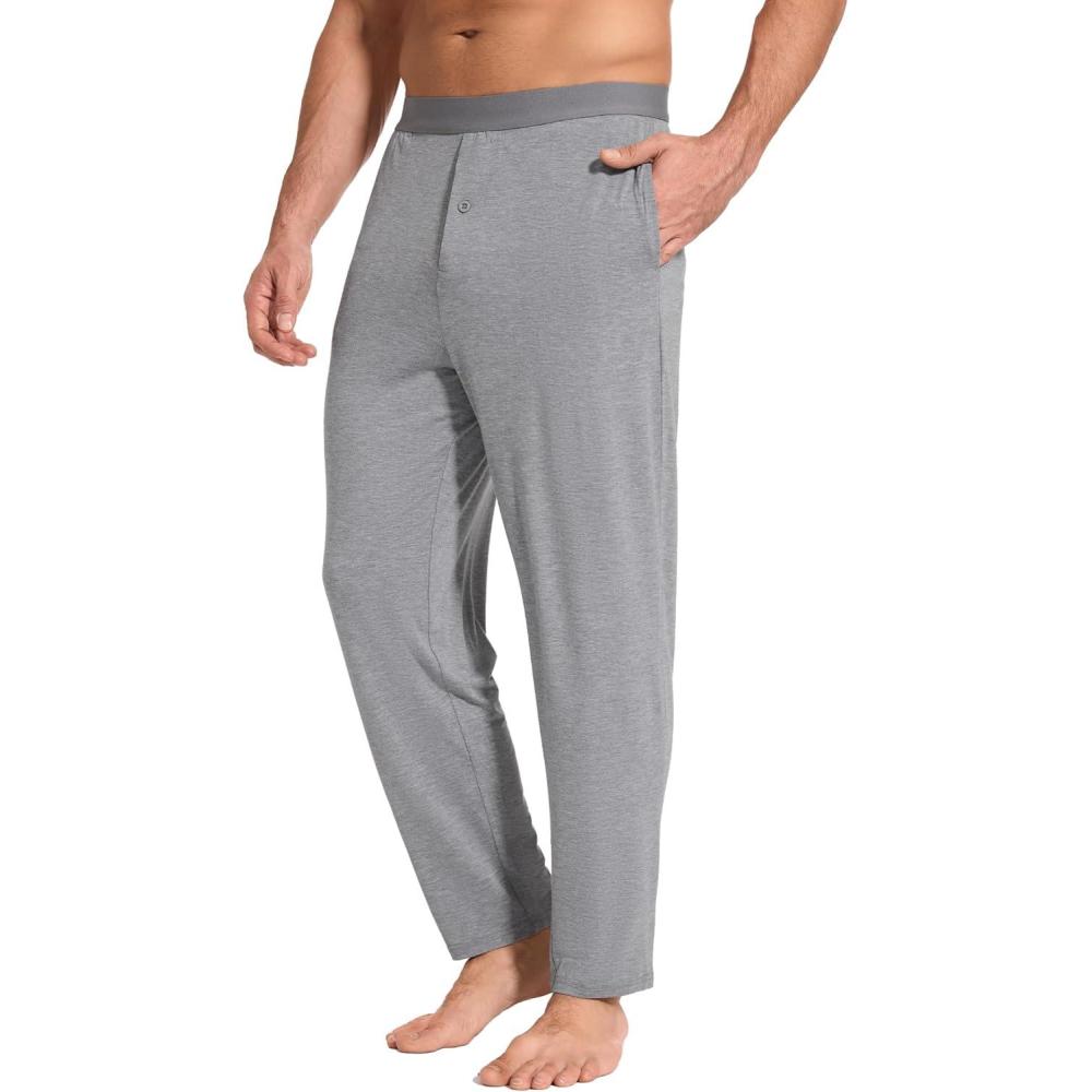 imageGYS BambooDerived Viscose Mens Pajama Pants Soft Lounge Pants with PocketsHeather Grey