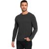 GYS Bamboo Viscose Men’s Long Sleeve Shirts Casual Crew Neck Pajama Tops(Black Melange)