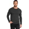 GYS Bamboo Viscose Men’s Long Sleeve Shirts Casual Crew Neck Pajama Tops(Black Melange)
