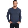 GYS Bamboo Viscose Men’s Long Sleeve Shirts Casual Crew Neck Pajama Tops(Dark Blue)