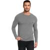 GYS Bamboo Viscose Men’s Long Sleeve Shirts Casual Crew Neck Pajama Tops(Heather Grey)