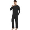 GYS Bamboo Viscose Men’s Pajama Sets Long Sleeve Henley Neck Casual Sleep Set with Pockets(Black)