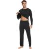GYS Bamboo Viscose Men’s Pajama Sets Long Sleeve Henley Neck Casual Sleep Set with Pockets(Black)