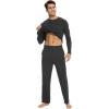 GYS Bamboo Viscose Men’s Pajama Sets Long Sleeve Henley Neck Casual Sleep Set with Pockets(Black Melange)