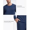 GYS Bamboo Viscose Men’s Pajama Sets Long Sleeve Henley Neck Casual Sleep Set with Pockets(Deep Blue)