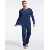 GYS Bamboo Viscose Men’s Pajama Sets Long Sleeve Henley Neck Casual Sleep Set with Pockets(Deep Blue)