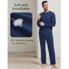 GYS Bamboo Viscose Men’s Pajama Sets Long Sleeve Henley Neck Casual Sleep Set with Pockets(Deep Blue)