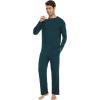 GYS Bamboo Viscose Men’s Pajama Sets Long Sleeve Henley Neck Casual Sleep Set with Pockets(Indigo)