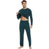 GYS Bamboo Viscose Men’s Pajama Sets Long Sleeve Henley Neck Casual Sleep Set with Pockets(Indigo)