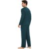 GYS Bamboo Viscose Men’s Pajama Sets Long Sleeve Henley Neck Casual Sleep Set with Pockets(Indigo)