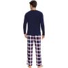 GYS Bamboo Viscose Men’s Pajama Sets Long Sleeve Henley Neck Casual Sleep Set with Pockets(Navy Red Plaid)