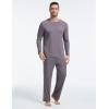 GYS Bamboo Viscose Men’s Pajama Sets Long Sleeve Henley Neck Casual Sleep Set with Pockets(Purplish Grey)
