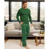 GYS Bamboo Viscose Men’s Pajama Sets Long Sleeve Henley Neck Casual Sleep Set with Pockets(Xmas Green)