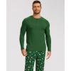 GYS Bamboo Viscose Men’s Pajama Sets Long Sleeve Henley Neck Casual Sleep Set with Pockets(Xmas Green)