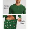 GYS Bamboo Viscose Men’s Pajama Sets Long Sleeve Henley Neck Casual Sleep Set with Pockets(Xmas Green)