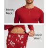 GYS Bamboo Viscose Men’s Pajama Sets Long Sleeve Henley Neck Casual Sleep Set with Pockets(Xmas Red)