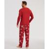 GYS Bamboo Viscose Men’s Pajama Sets Long Sleeve Henley Neck Casual Sleep Set with Pockets(Xmas Red)