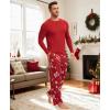 GYS Bamboo Viscose Men’s Pajama Sets Long Sleeve Henley Neck Casual Sleep Set with Pockets(Xmas Red)