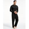 GYS Bamboo Viscose Men’s Pajama Sets Long Sleeve Plaid Loungewear Sets with Pockets(Black)