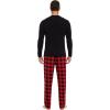 GYS Bamboo Viscose Men’s Pajama Sets Long Sleeve Plaid Loungewear Sets with Pockets(Black/Red Plaid)