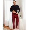 GYS Bamboo Viscose Men’s Pajama Sets Long Sleeve Plaid Loungewear Sets with Pockets(Black/Red Plaid)