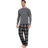 GYS Bamboo Viscose Men’s Pajama Sets Long Sleeve Plaid Loungewear Sets with Pockets(Dark Heather Grey/Plaid)