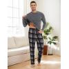 GYS Bamboo Viscose Men’s Pajama Sets Long Sleeve Plaid Loungewear Sets with Pockets(Dark Heather Grey/Plaid)