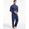 GYS Bamboo Viscose Men’s Pajama Sets Long Sleeve Plaid Loungewear Sets with Pockets(Deep Blue)