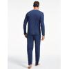 GYS Bamboo Viscose Men’s Pajama Sets Long Sleeve Plaid Loungewear Sets with Pockets(Deep Blue)