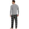 GYS Bamboo Viscose Men’s Pajama Sets Long Sleeve Plaid Loungewear Sets with Pockets(Heather Grey/Plaid)