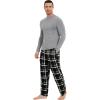 GYS Bamboo Viscose Men’s Pajama Sets Long Sleeve Plaid Loungewear Sets with Pockets(Heather Grey/Plaid)