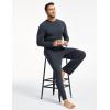 GYS Bamboo Viscose Men’s Pajama Sets Long Sleeve Plaid Loungewear Sets with Pockets(Midnight Blue)