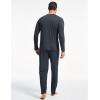 GYS Bamboo Viscose Men’s Pajama Sets Long Sleeve Plaid Loungewear Sets with Pockets(Midnight Blue)