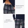GYS Bamboo Viscose Men’s Pajama Sets Long Sleeve Plaid Loungewear Sets with Pockets(Navy/Plaid)