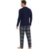 GYS Bamboo Viscose Men’s Pajama Sets Long Sleeve Plaid Loungewear Sets with Pockets(Navy/Plaid)