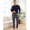GYS Bamboo Viscose Men’s Pajama Sets Long Sleeve Plaid Loungewear Sets with Pockets(Navy/Plaid)