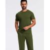 GYS Bamboo Viscose Men’s Pajama Sets Short Sleeve Crew Neck Lounge Sets with Pockets(Army Green)