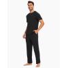 GYS Bamboo Viscose Men’s Pajama Sets Short Sleeve Crew Neck Lounge Sets with Pockets(Black)
