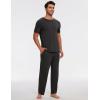 GYS Bamboo Viscose Men’s Pajama Sets Short Sleeve Crew Neck Lounge Sets with Pockets(Black Melange)