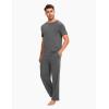 GYS Bamboo Viscose Men’s Pajama Sets Short Sleeve Crew Neck Lounge Sets with Pockets(Dark Heather Grey)