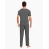 GYS Bamboo Viscose Men’s Pajama Sets Short Sleeve Crew Neck Lounge Sets with Pockets(Dark Heather Grey)