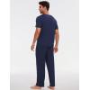 GYS Bamboo Viscose Men’s Pajama Sets Short Sleeve Crew Neck Lounge Sets with Pockets(Deep Blue)