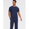 GYS Bamboo Viscose Men’s Pajama Sets Short Sleeve Crew Neck Lounge Sets with Pockets(Deep Blue)