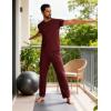 GYS Bamboo Viscose Men’s Pajama Sets Short Sleeve Crew Neck Lounge Sets with Pockets(Ficus Red)