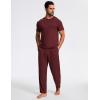 GYS Bamboo Viscose Men’s Pajama Sets Short Sleeve Crew Neck Lounge Sets with Pockets(Ficus Red)