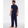 GYS Bamboo Viscose Men’s Pajama Sets Short Sleeve Crew Neck Lounge Sets with Pockets(Navy)