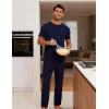 GYS Bamboo Viscose Men’s Pajama Sets Short Sleeve Crew Neck Lounge Sets with Pockets(Navy)